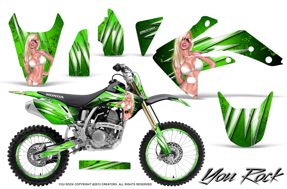 Honda CRF150R 07-10 Graphics Kit You Rock Green NP Rims